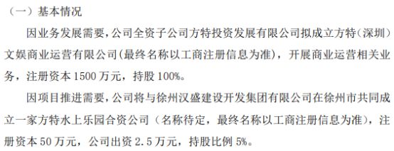 PG电子官方网站华强方特全资子公司方特投资发展有限公司拟投资1500万成立方特（(图1)